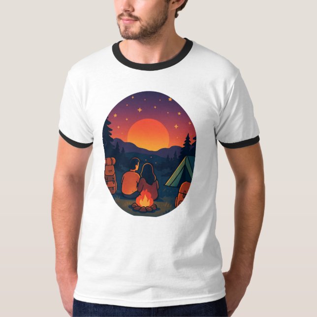 Romantisches Camping Sunset - T - Shirt (Vorderseite)