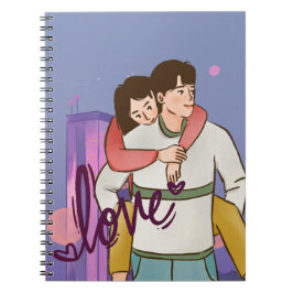 Romantisches Cartoon-Notebook - Niedliches Paar Notizblock