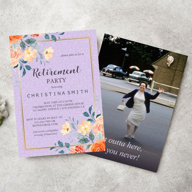 Romantisches Chic Floral Watercolor Retirement Par Einladung (Romantic Chic Floral Watercolor Retirement Party Invitation)