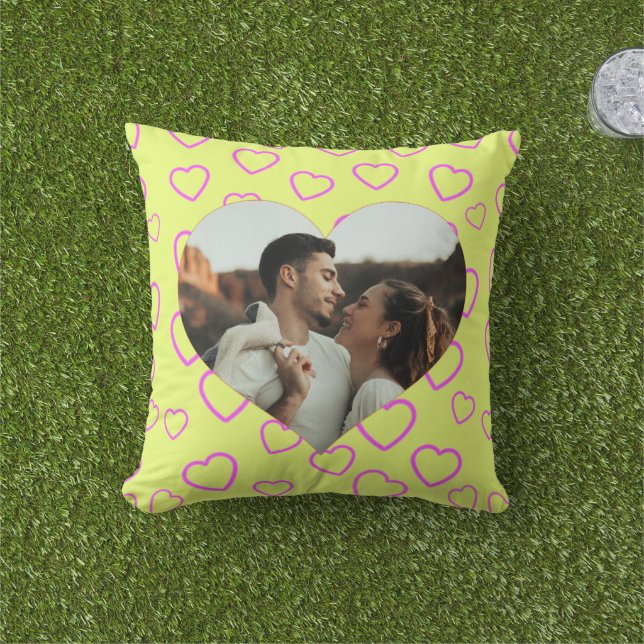 Romantisches Chic Herzdesign-Foto Kissen (Golfball-Marker)