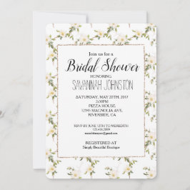 Romantisches Chic White Blume Brautparty Einladung