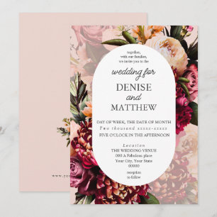 Romantisches Chrysanthemum auf Blush Rose Hochzeit Einladung