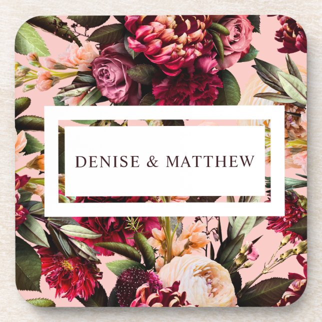 Romantisches Chrysanthemum auf Gossamer Pink Getränkeuntersetzer (Vorderseite)