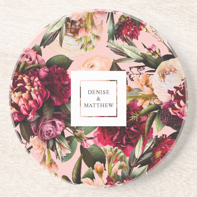 Romantisches Chrysanthemum auf Gossamer Pink Getränkeuntersetzer (Vorne)