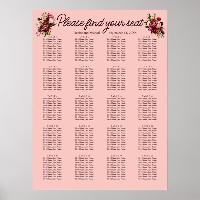 Romantisches Chrysanthemum auf Gossamer Pink Poster (Vorne)