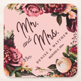 Romantisches Chrysanthemum auf Gossamer Pink Rechteckiger Pappuntersetzer