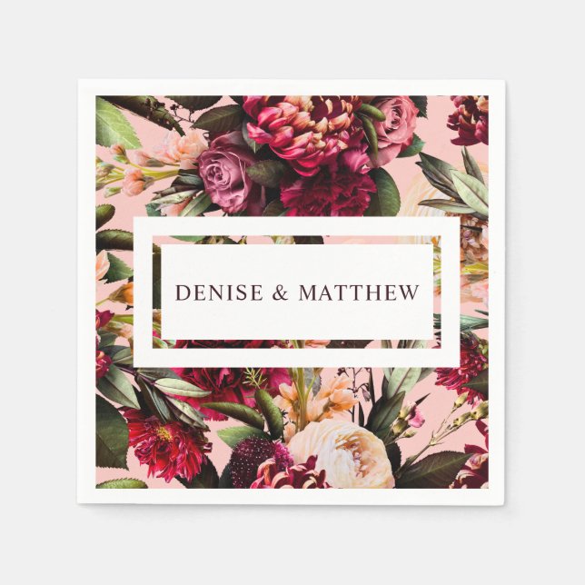 Romantisches Chrysanthemum auf Gossamer Pink Serviette (Vorderseite)