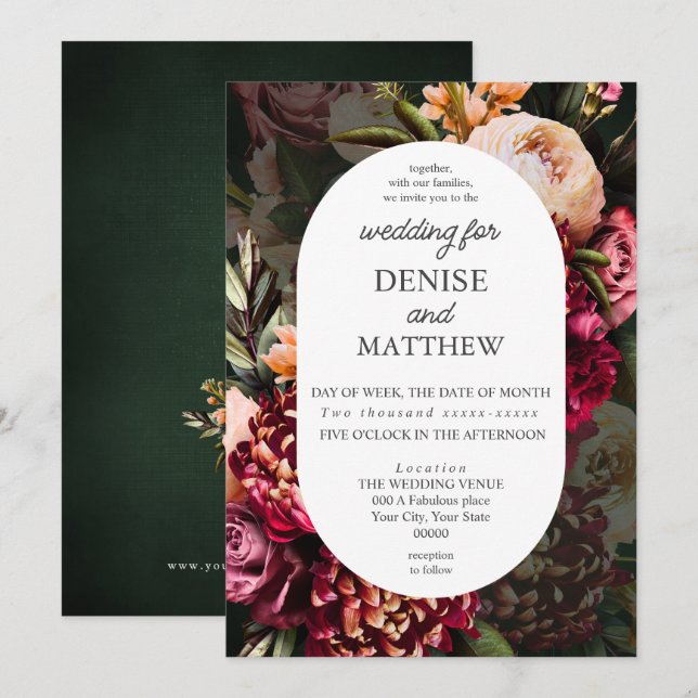 Romantisches Chrysanthemum für SmaragdWedding Einladung (Vorne/Hinten)