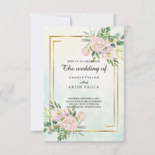 Romantisches Cottage Rosa Florale Hochzeit Einladung