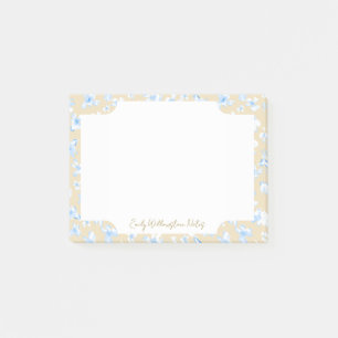 Romantisches Cottagecore Blaues Blumenmuster Anpas Post-it Klebezettel