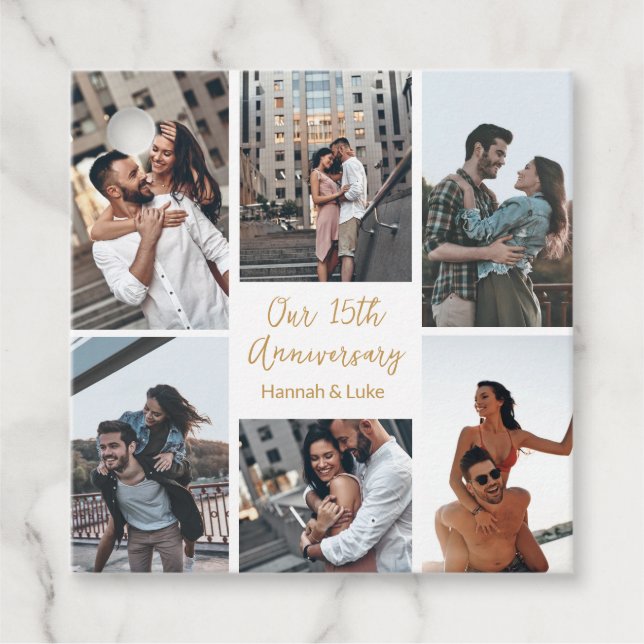 Romantisches Couple Foto Collage Jubiläum Party Geschenkanhänger (Vorderseite)