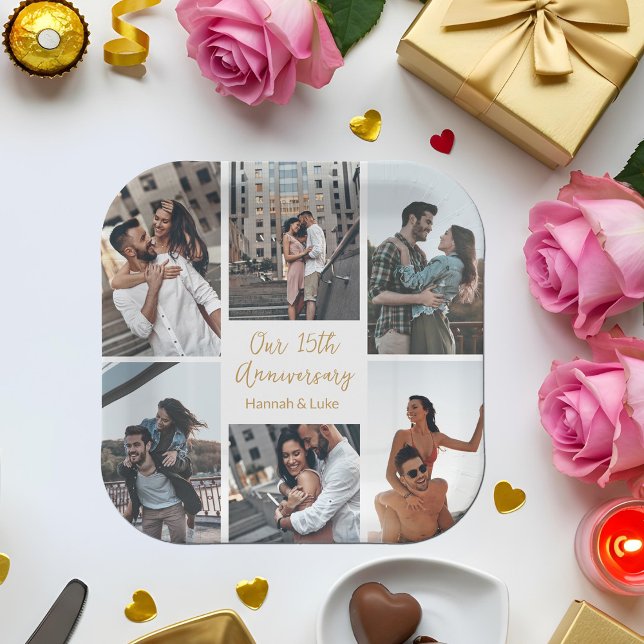 Romantisches Couple Foto Collage Jubiläum Party Pappteller (Von Creator hochgeladen)