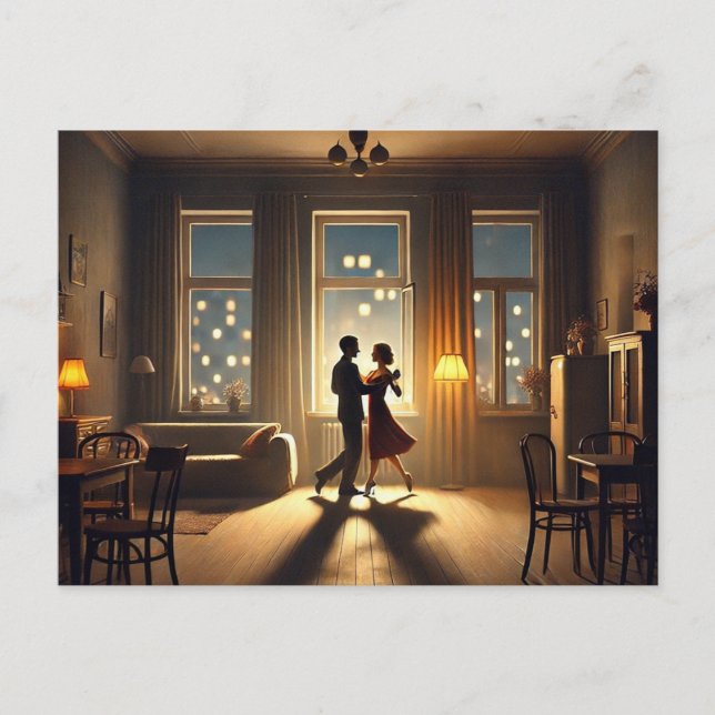 Romantisches Couple-Tanzen auf Zuhause Postkarte (Vorderseite)