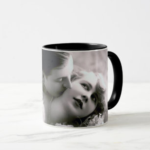 Romantisches Couple Vintag Retro Foto Elegante Lie Tasse
