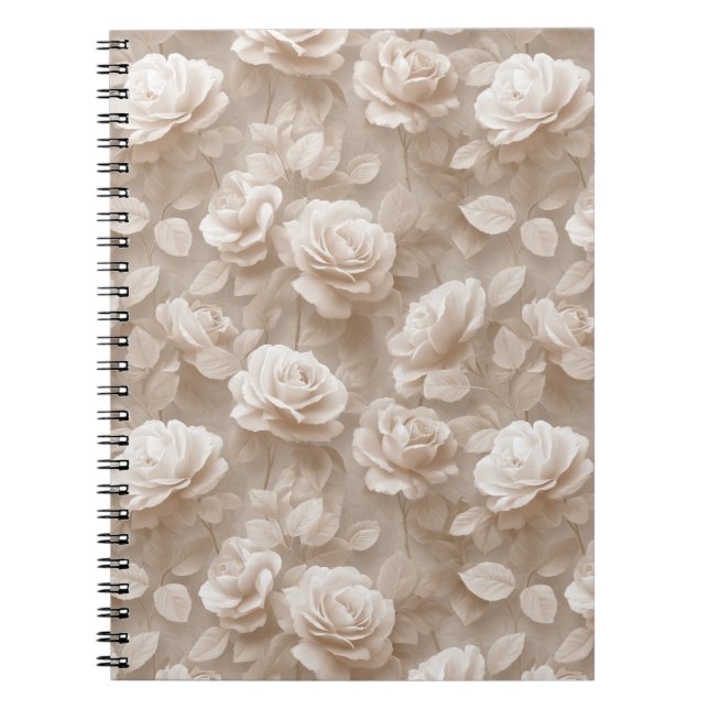 Romantisches Creme-Rosen-Beiges Blumenmuster Notizblock (Vorderseite)