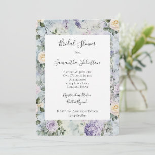 Romantisches Creme-violette Blumen Brautparty Einladung