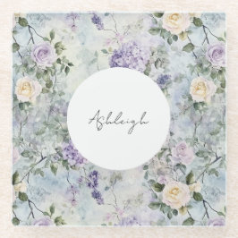 Romantisches Creme-violette Blumen Brautparty Glasuntersetzer