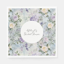 Romantisches Creme-violette Blumen Brautparty Serviette