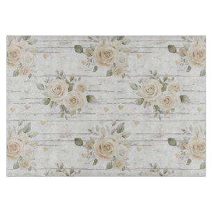 Romantisches Creme White Floral Boho Brautparty Schneidebrett