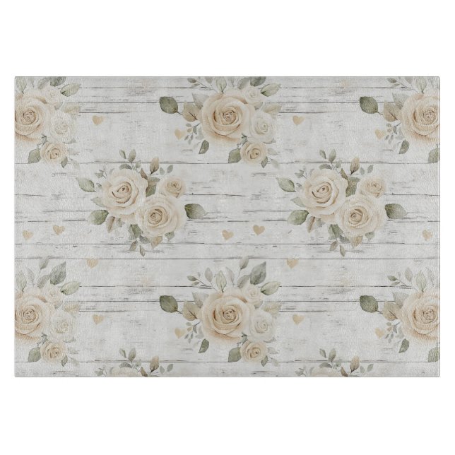 Romantisches Creme White Floral Boho Brautparty Schneidebrett (Vorderseite)