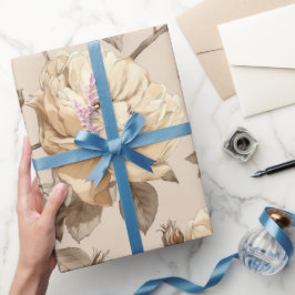 Romantisches cremefarbenes Rosen-Beige-Blumenmuste Geschenkpapier