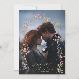 romantisches Dainty-Blumenbogen Frühjahr Hochzeit Save The Date