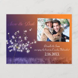 Romantisches Dandelion-Foto Hochzeit retten das Da Ankündigungspostkarte