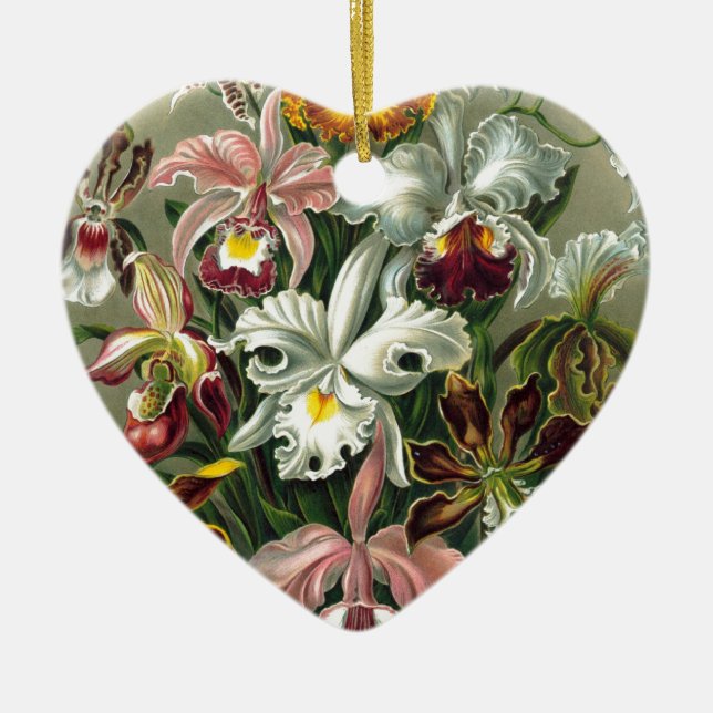 romantisches Datum BrautblumenHaeckel Orchideen Keramikornament (Vorne)