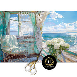 Romantisches Design der Fenster zum Meer Seidenpapier