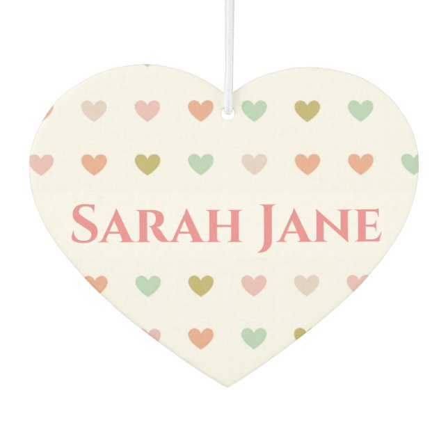 Romantisches Design mit Herz und beiden Namen Autolufterfrischer (Vorderseite)