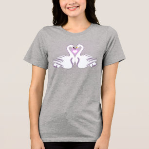 Romantisches Doppel-Schwan-Herz-Liebe-Grau-T-Shirt Tri-Blend Shirt