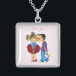 Romantisches Doppelkettengeschenk - Liebe - Benutz Sterling Silberkette<br><div class="desc">Sweet Romantic Couple - Liebe - I Liebe You - Kiss Niedlich Boy and Girl - Fun Painting - Wählen / Fügen Sie Ihren einzigartigen Text / Name / Farbe - Make Your Special Gift - Neu vergrössern und verschieben / entfernen - Bild / Text mit Anpassungstool. Malerei und Design...</div>