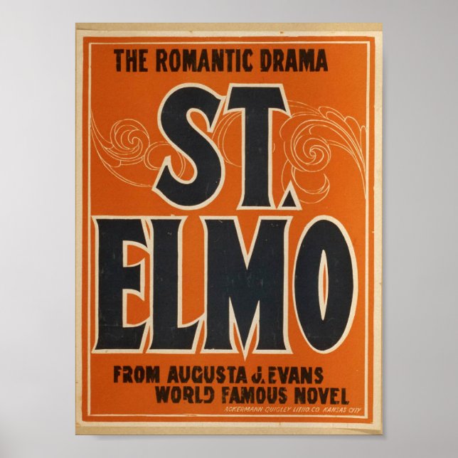 Romantisches Drama, 'St. Elmo' Vintages Theater Poster (Vorne)