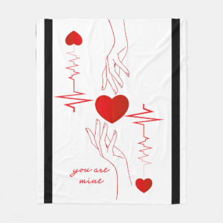 Romantisches "Du bist mein" Herzschlag-Design Flee Fleecedecke