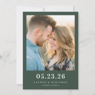 Romantisches dunkelgrünes minimalistisches Foto Save The Date