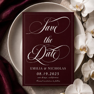 Romantisches Dunkelrot Save The Date