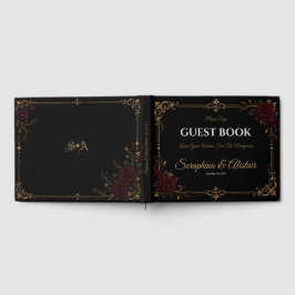 Romantisches Dunkles Gothic-Rosen-Hochzeitsgästebu Gästebuch