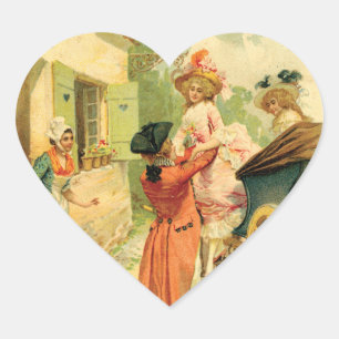 Romantisches Ehepaar aus dem 18. Jahrhundert Herz-Aufkleber