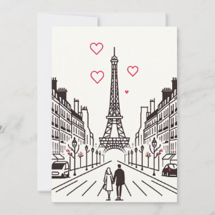 Romantisches Eiffel-Turm-Erlebnis - Liebe erblüht Feiertagskarte