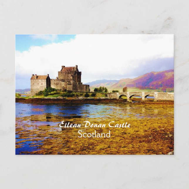 Romantisches Eilean Donan Castle, Schottland Postc Postkarte (Vorderseite)
