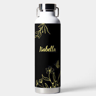 Romantisches, elegantes goldfarbenes Schwarz Trinkflasche