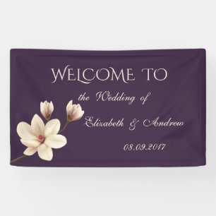 Romantisches Elegantes Magnolien-Hochzeitsbanner Banner