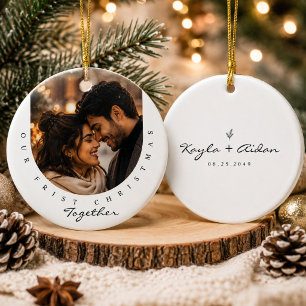 Romantisches erstes Weihnachten personalisiertes P Keramik Ornament