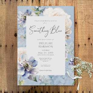 Romantisches Etwas Blue Floral Brautparty Einladung