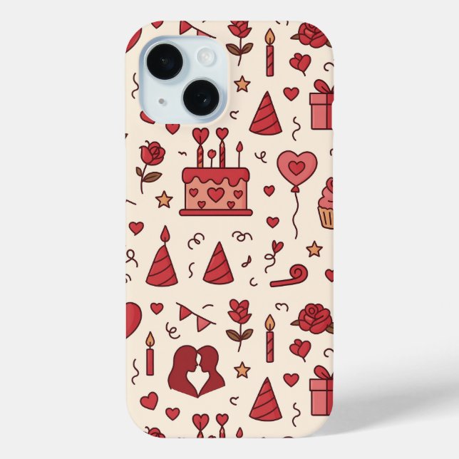 Romantisches Feier-Doodle-Muster Case-Mate iPhone Hülle (Rückseite)