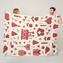 Romantisches Feier-Doodle-Muster Fleecedecke