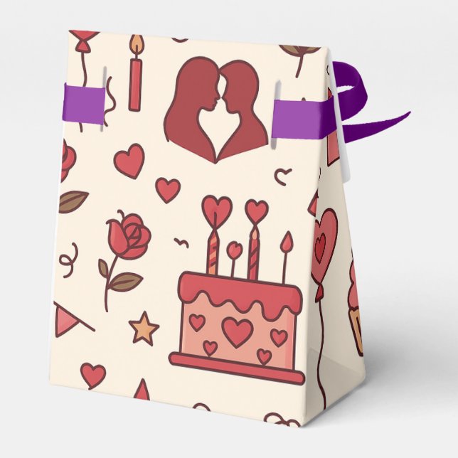 Romantisches Feier-Doodle-Muster Geschenkschachtel (Rückseite)