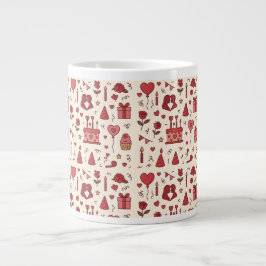 Romantisches Feier-Doodle-Muster Jumbo-Tasse