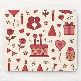 Romantisches Feier-Doodle-Muster Mousepad