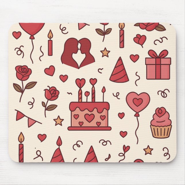 Romantisches Feier-Doodle-Muster Mousepad (Vorne)